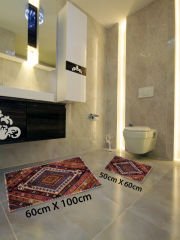 HOMİER Ekonomik Yıkanabilir Kaymaz Taban Banyo Paspas Seti İkili H-OT-4032A