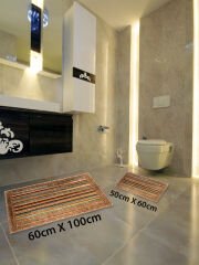 HOMİER Ekonomik Yıkanabilir Kaymaz Taban Banyo Paspas Seti İkili H-OT-4056A