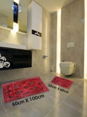 HOMİER Ekonomik Yıkanabilir Kaymaz Taban Banyo Paspas Seti İkili H-OT-4067A