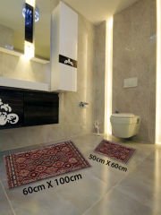 HOMİER Ekonomik Yıkanabilir Kaymaz Taban Banyo Paspas Seti İkili H-OT-4069A