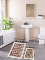 HOMIER Economical Washable Non-Slip Base Bathroom Mat Set Double H-OT-4072A