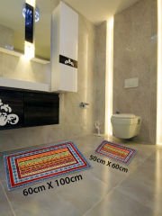 HOMİER Ekonomik Yıkanabilir Kaymaz Taban Banyo Paspas Seti İkili H-OT-4076A