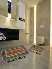 HOMİER Ekonomik Yıkanabilir Kaymaz Taban Banyo Paspas Seti İkili H-OT-4078A