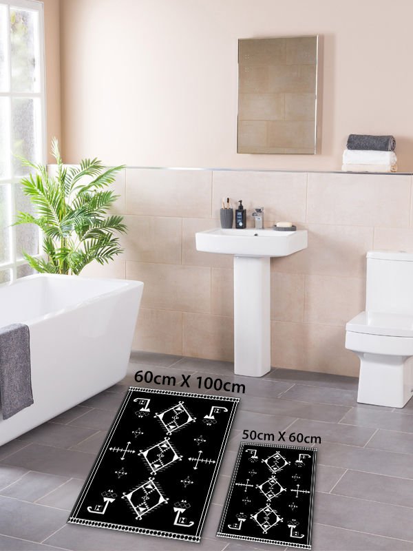 HOMİER Ekonomik Yıkanabilir Kaymaz Taban Banyo Paspas Seti İkili H-OT-4121C
