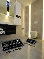 HOMİER Ekonomik Yıkanabilir Kaymaz Taban Banyo Paspas Seti İkili H-OT-4121C