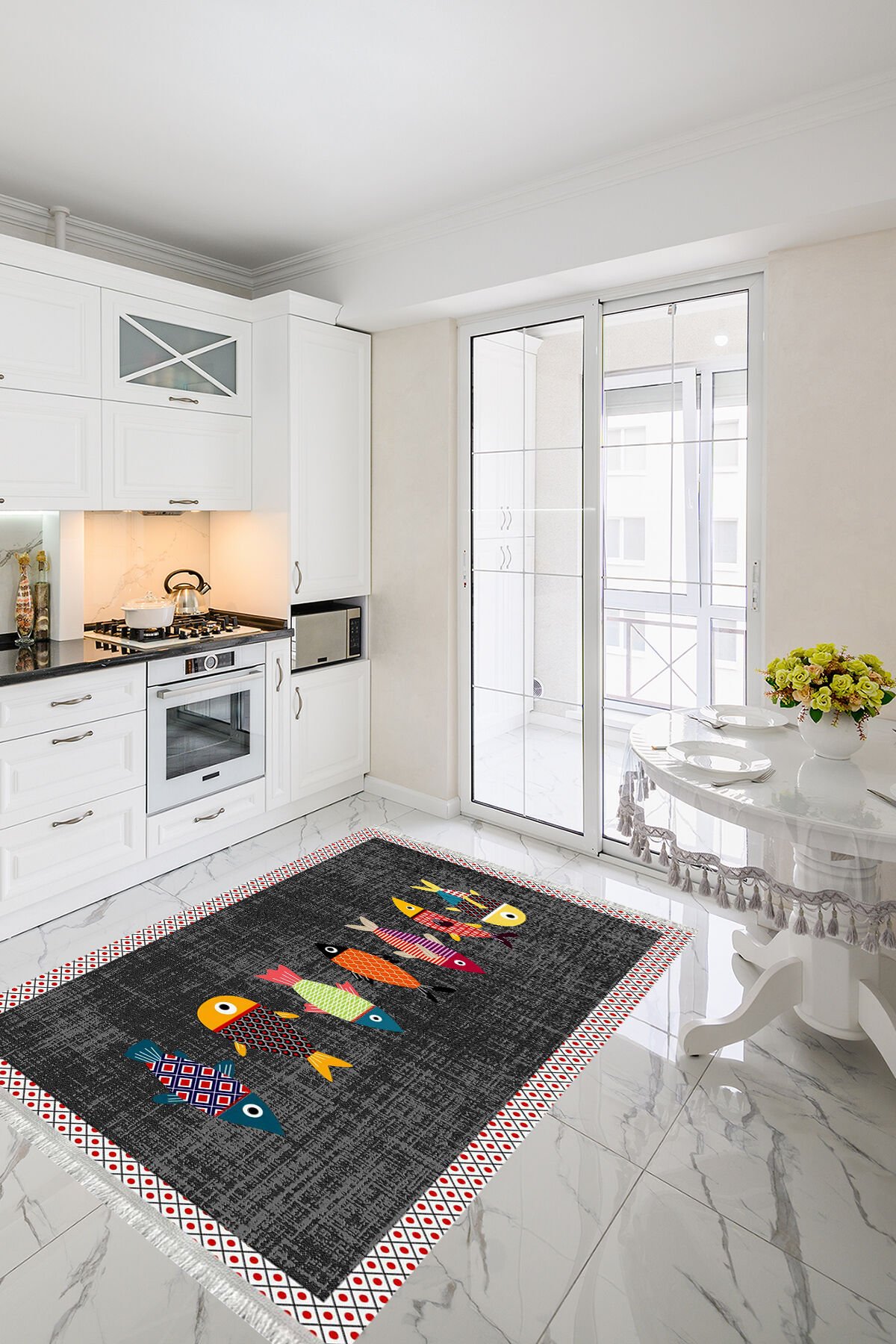 Homier Verona Quality Leather Base Washable Non-Slip Kitchen Carpet and Floor Mat H-MK-9064A