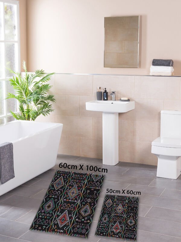 HOMİER Ekonomik Yıkanabilir Kaymaz Taban Banyo Paspas Seti İkili H-OT-4125A