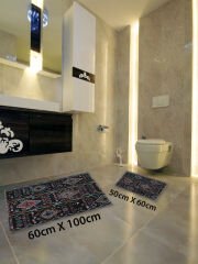 HOMİER Ekonomik Yıkanabilir Kaymaz Taban Banyo Paspas Seti İkili H-OT-4125A