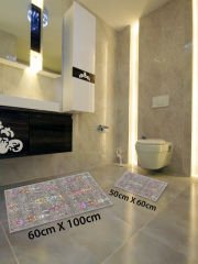 HOMİER Ekonomik Yıkanabilir Kaymaz Taban Banyo Paspas Seti İkili H-OT-4152A