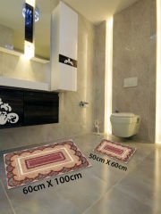 HOMİER Ekonomik Yıkanabilir Kaymaz Taban Banyo Paspas Seti İkili H-OT-4154A