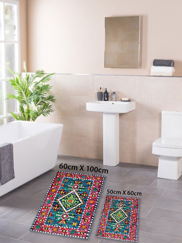 HOMİER Ekonomik Yıkanabilir Kaymaz Taban Banyo Paspas Seti İkili H-OT-4190A