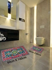 HOMİER Ekonomik Yıkanabilir Kaymaz Taban Banyo Paspas Seti İkili H-OT-4190A