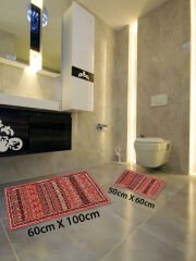 HOMİER Ekonomik Yıkanabilir Kaymaz Taban Banyo Paspas Seti İkili H-OT-4239A