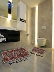 HOMİER Ekonomik Yıkanabilir Kaymaz Taban Banyo Paspas Seti İkili H-OT-4240A