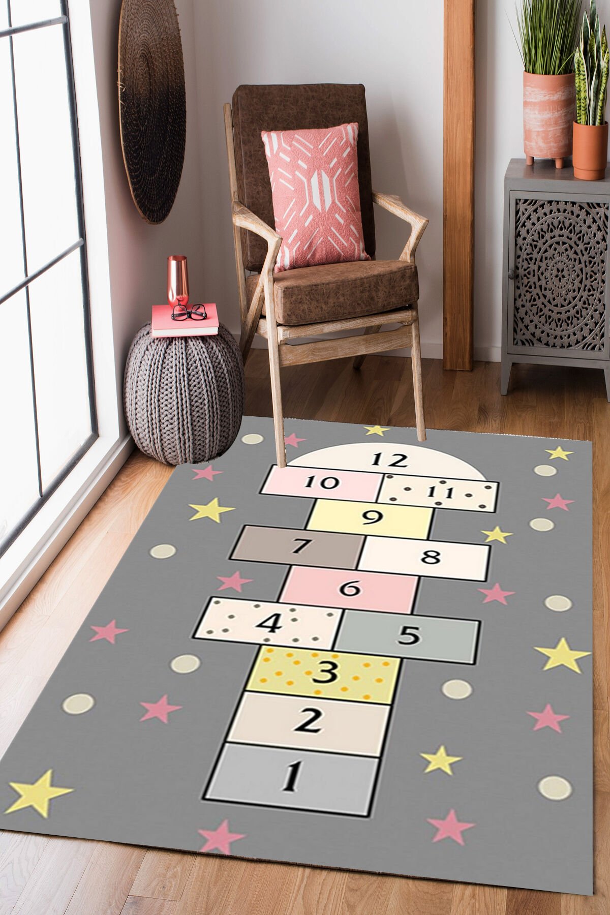 Homier Perlasoft Kalitesi Yıkanabilir Kaymaz Taban Halı Çocuk Odası H-CK-10154A