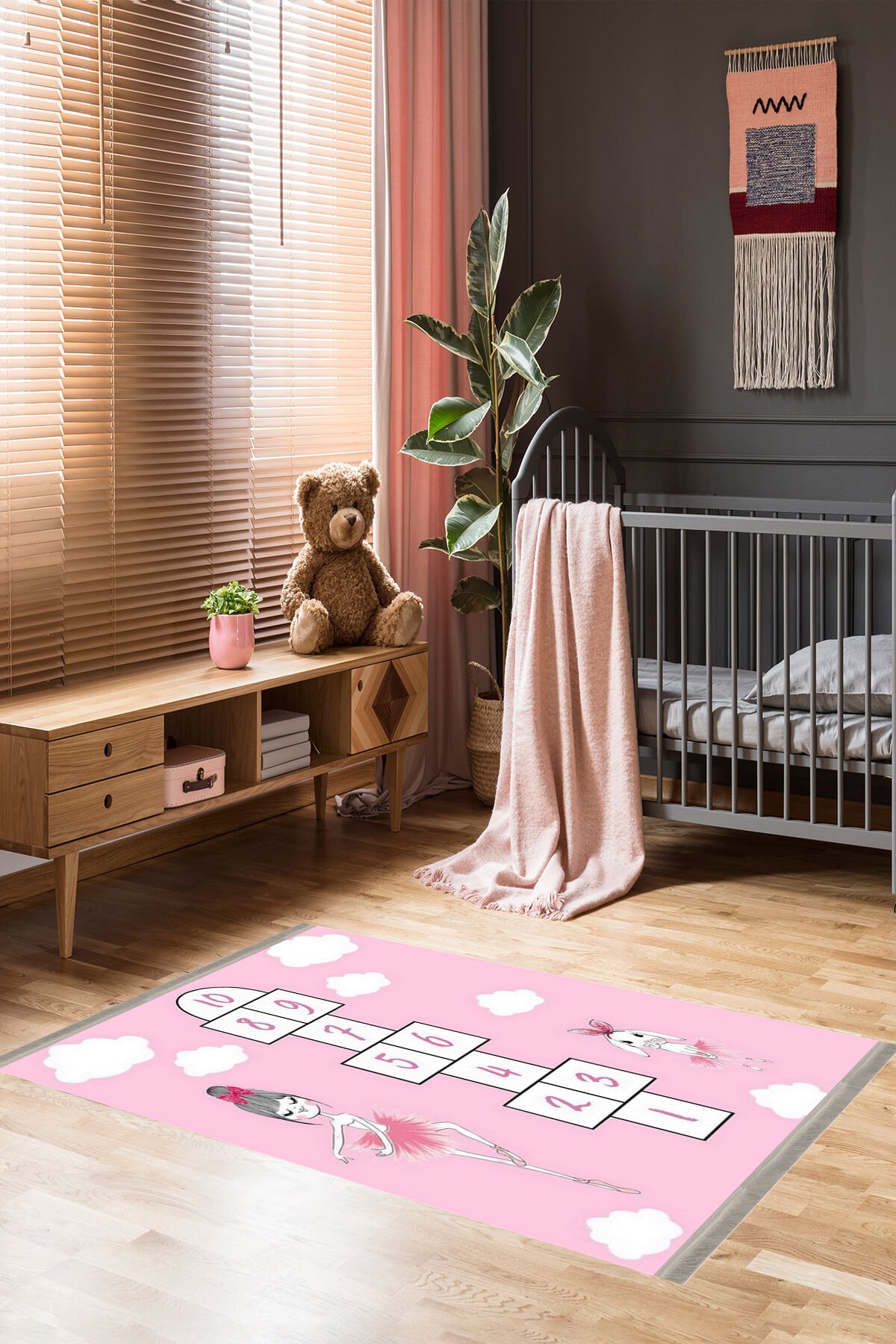 Homier Perlasoft Kalitesi Yıkanabilir Kaymaz Taban Halı Çocuk Odası H-CK-10155A