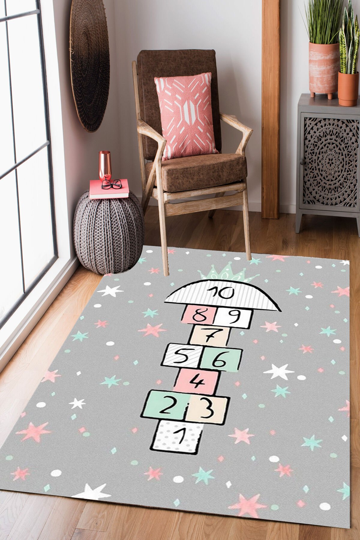 Homier Perlasoft Kalitesi Yıkanabilir Kaymaz Taban Halı Çocuk Odası H-CK-10157A