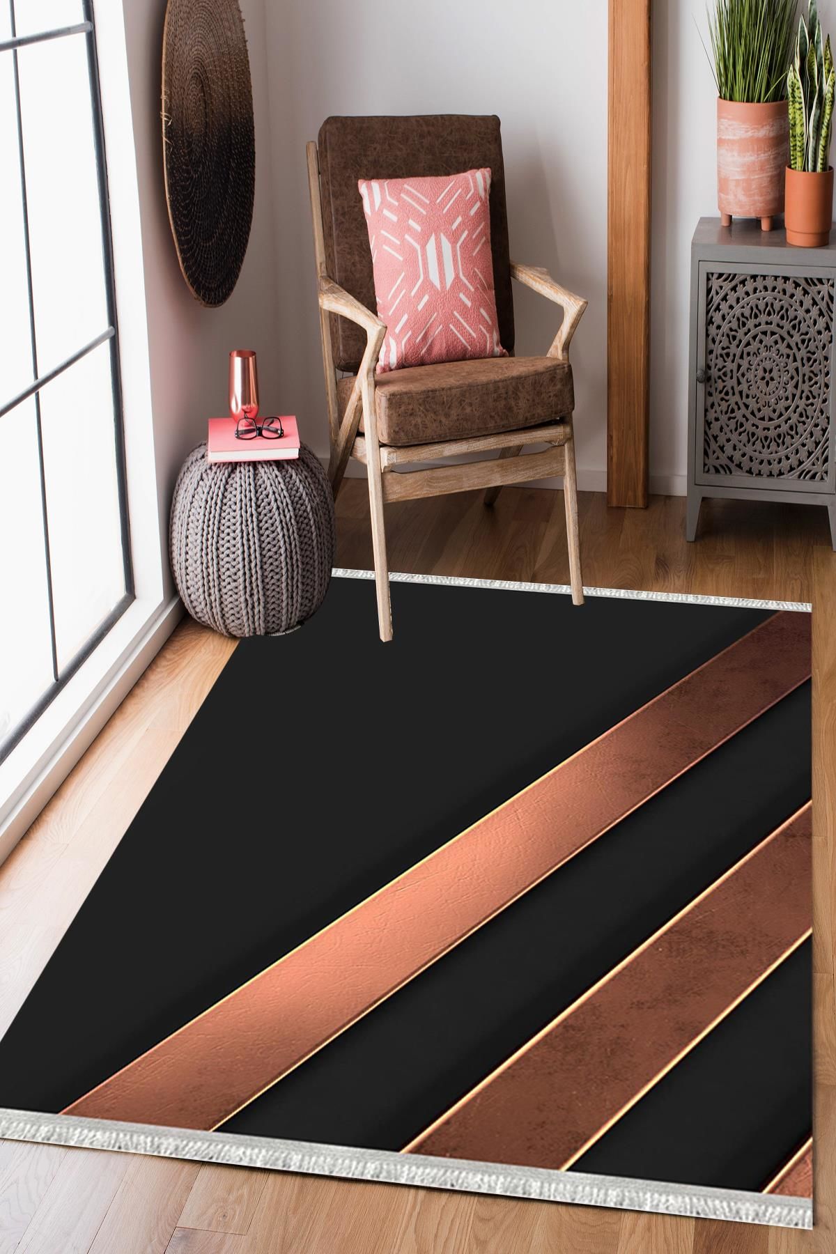 ENBE Economical Washable Non-Slip Base Carpet E-MD-0147 120 x 350 - Black