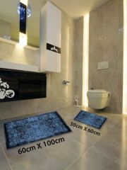 HOMİER Ekonomik Yıkanabilir Kaymaz Taban Banyo Paspas Seti İkili H-OT-4020A