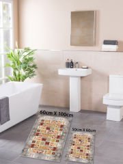 HOMİER Ekonomik Yıkanabilir Kaymaz Taban Banyo Paspas Seti İkili H-OT-4026B