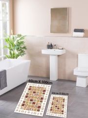 HOMİER Ekonomik Yıkanabilir Kaymaz Taban Banyo Paspas Seti İkili H-OT-4026B