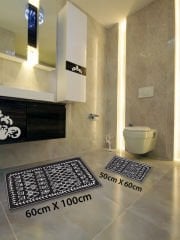 HOMİER Ekonomik Yıkanabilir Kaymaz Taban Banyo Paspas Seti İkili H-OT-4123A