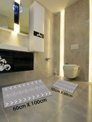 HOMIER Economical Washable Non-Slip Base Bathroom Mat Set Double H-OT-4104B