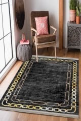 Homier Punto Quality Washable Non-Slip Base Carpet and Runner H-KS-3090A Black - 140 x 200