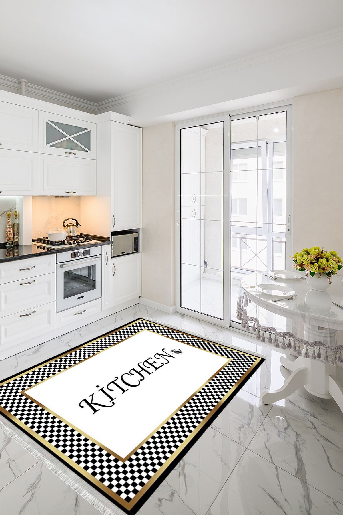 Homier Verona Quality Leather Backing Washable Non-Slip Kitchen Carpet and Floor Mat H-MK-9025A