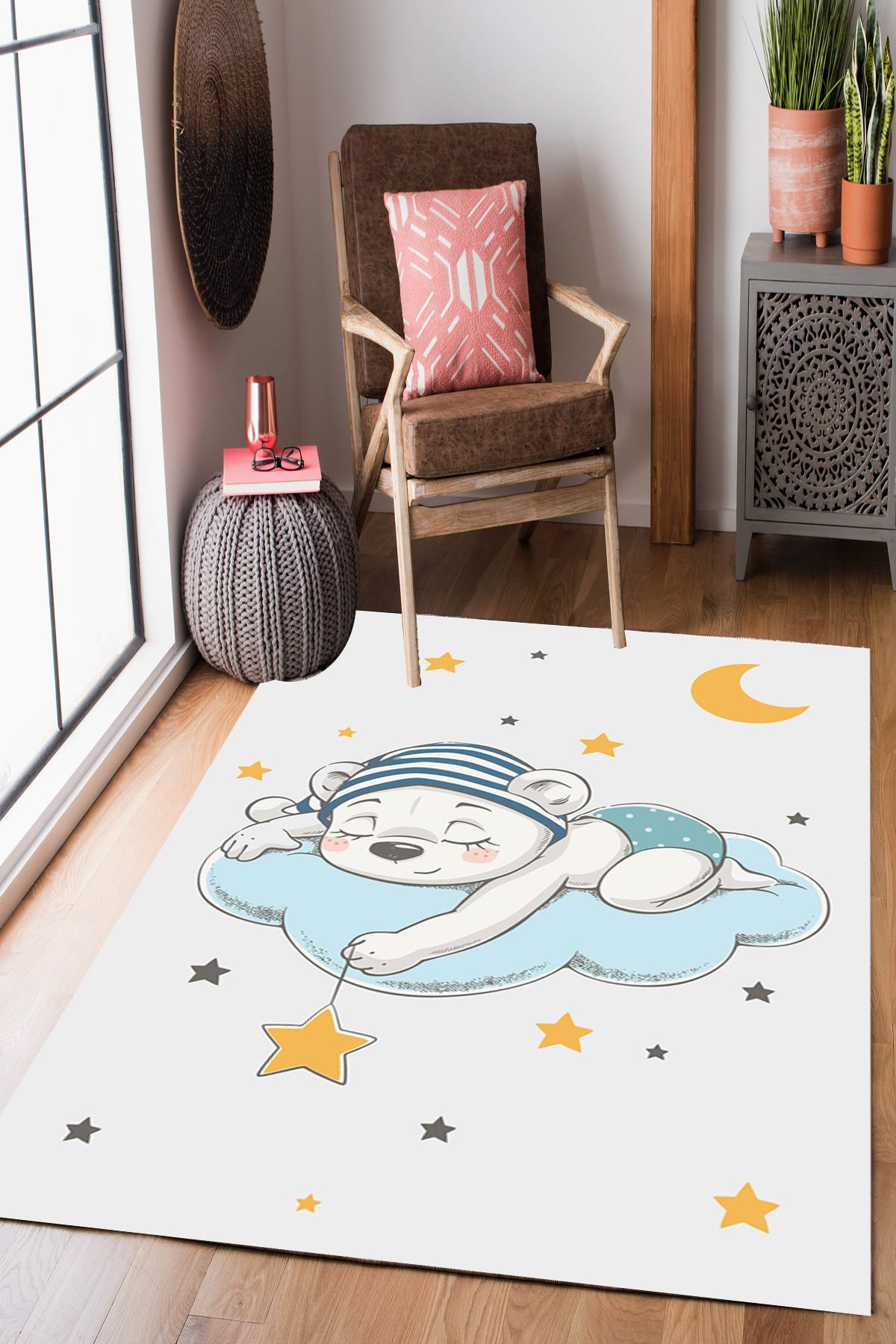 Homier Perlasoft Kalitesi Yıkanabilir Kaymaz Taban Halı Çocuk Odası H-CK-10089B