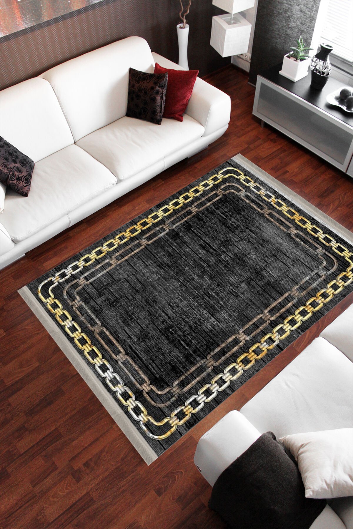 Homier Punto Quality Washable Non-Slip Base Carpet and Runner H-KS-3090A Black - 140 x 200