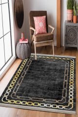 Homier Punto Quality Washable Non-Slip Base Carpet and Runner H-KS-3090A Black - 140 x 200