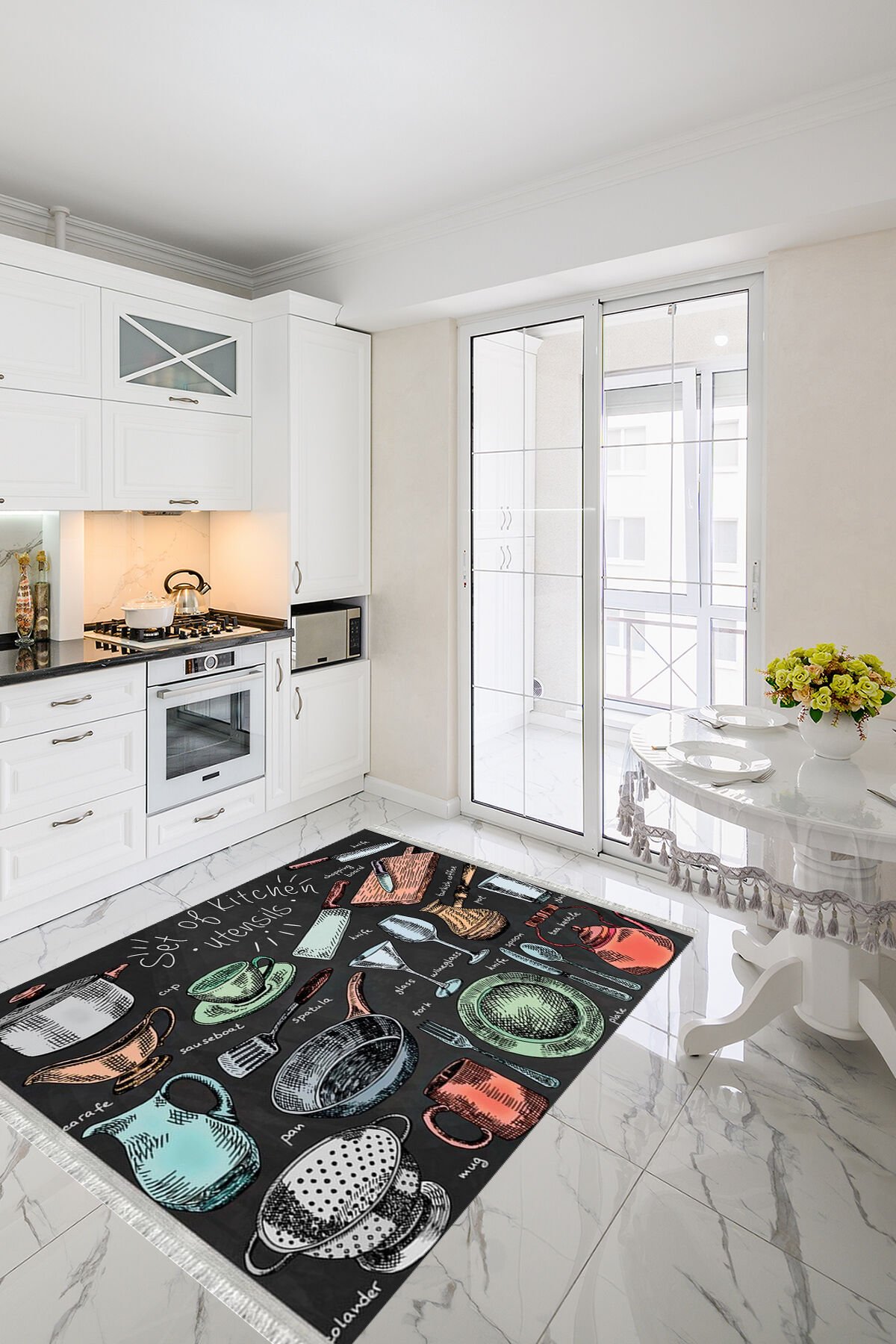 Homier Punto Kalitesi Yıkanabilir Kaymaz Taban Mutfak Halı Ve Yolluk H-MK-9013