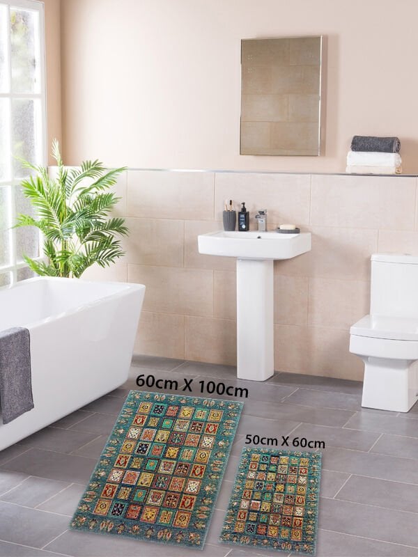 HOMIER Economical Washable Non-Slip Base Bathroom Mat Set Double H-OT-4013A