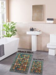 HOMIER Economical Washable Non-Slip Base Bathroom Mat Set Double H-OT-4013A